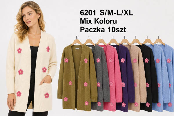 Narzutka damska Roz S/M-L/XL , 1 Kolor .Paczka 10 szt